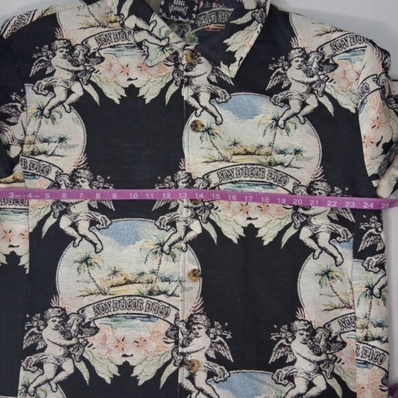 Rebel Vengeance Shacket Men's Large Cherubims And Oasis Print Non Ducor Duco. - Picture 10 of 11